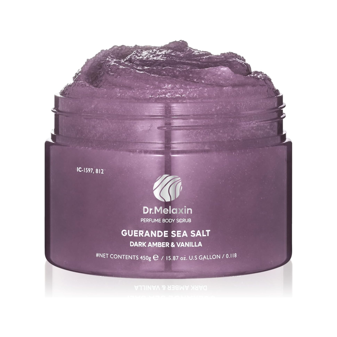 DR MELAXIN Guerande Sea Salt Perfume Body Scrub Dark Amber & Vanilla - 450g